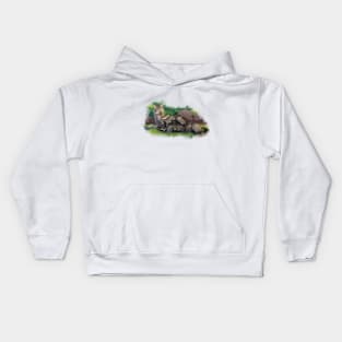 Romantic Wolf Couple in the Forest Kids Hoodie